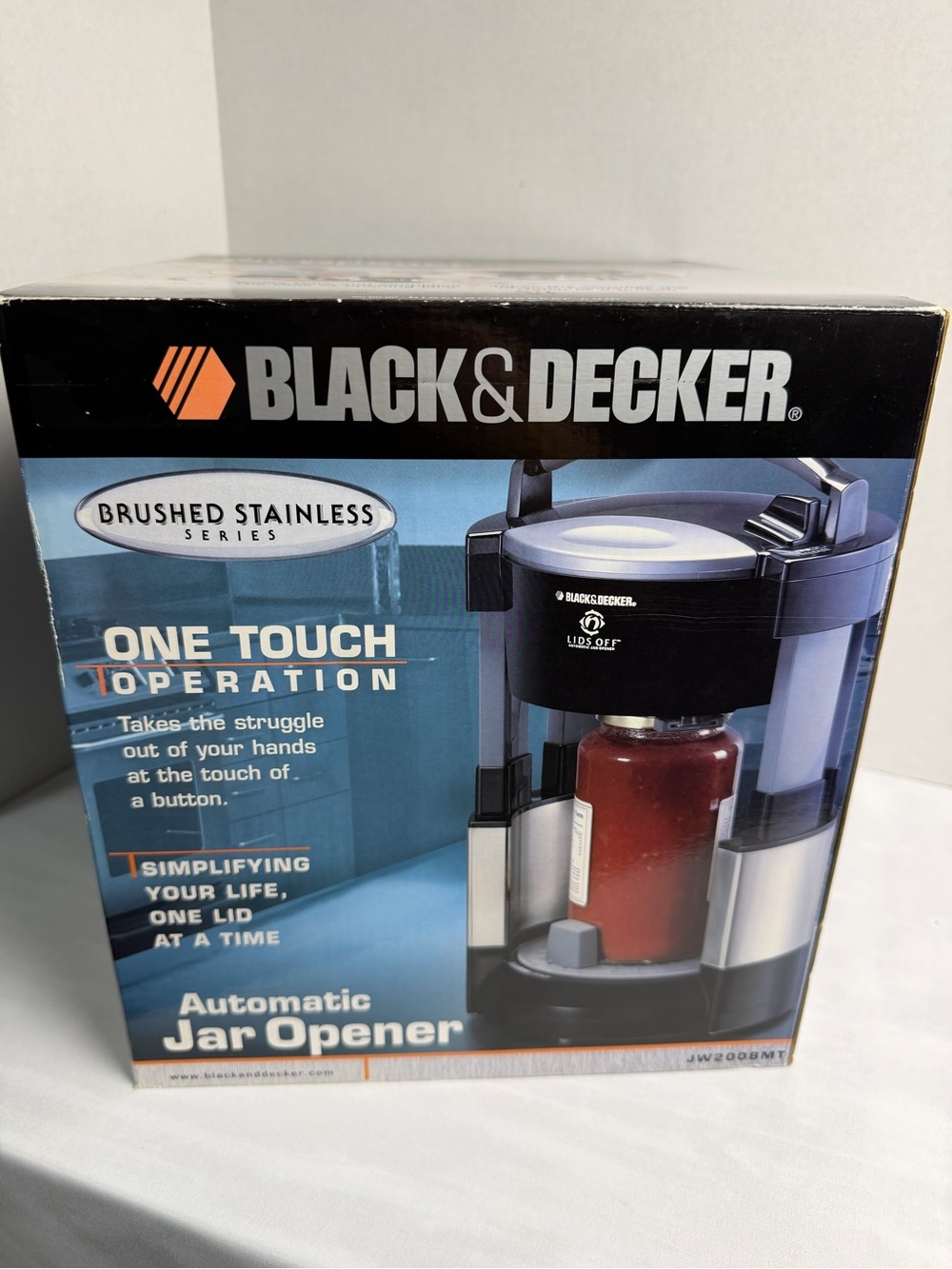 Black & Decker Automatic Jar Opener Brushed Stainless Steel JW200BMT ~ New 👀